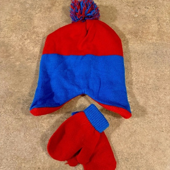 Mickey Mouse Red and Blue Kids Winter Hat and Gloves Set, Toddler Size - Picture 3 of 3